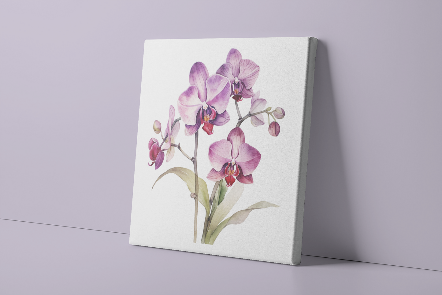 Orchids Canvas Wall Art, Purple Orchids Watercolor Painting, Flower Canvas Print, Nature Stretched Canvas Art, Mother's Day Gift