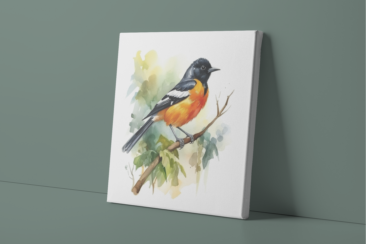 Watercolor Oriole Canvas Wall Art, Oriole Painting, Bird Canvas Print, Nature Canvas Art, Ready to Hang
