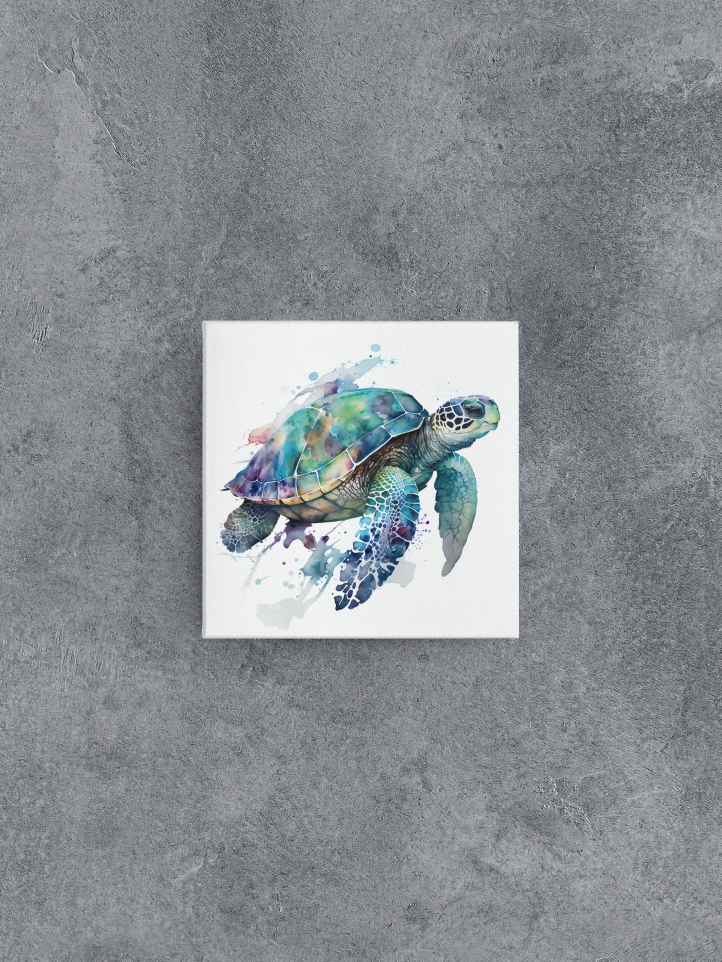 Watercolor Sea Turtle Canvas Wall Art, Swimming Sea Turtle Canvas Print, Nautical Coastal Canvas Wall Art, Nature Canvas Art