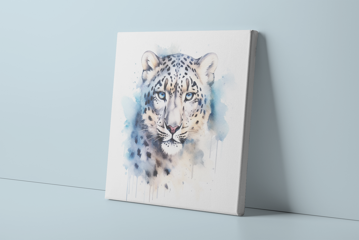 Snow Leopard Canvas Wall Art, Watercolor Snow Leopard Painting, Snow Leopard Print, Nature Canvas Art, Housewarming Gift, Ready to Hang