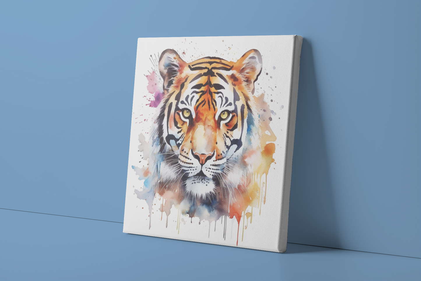 Tiger Canvas Wall Art, Majestic Tiger Watercolor Painting, Nature Canvas Art, Animal Canvas Print, Ready to Hang