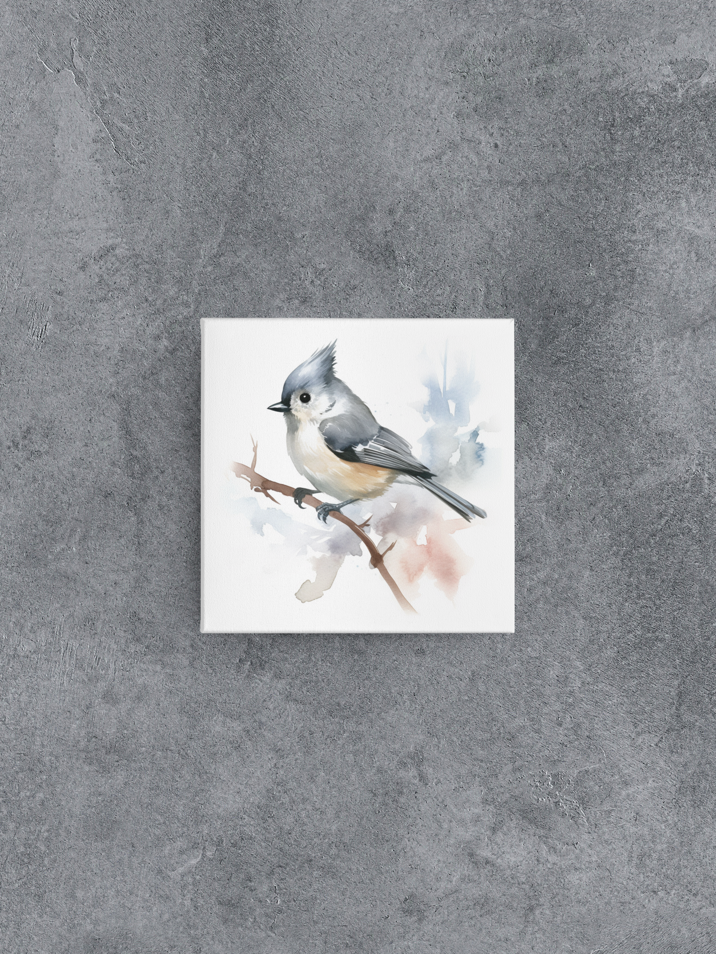 Tufted Titmouse Canvas Wall Art, Watercolor Tufted Titmouse Painting, Bird Lover Gift, Nature Canvas Art, Ready to Hang