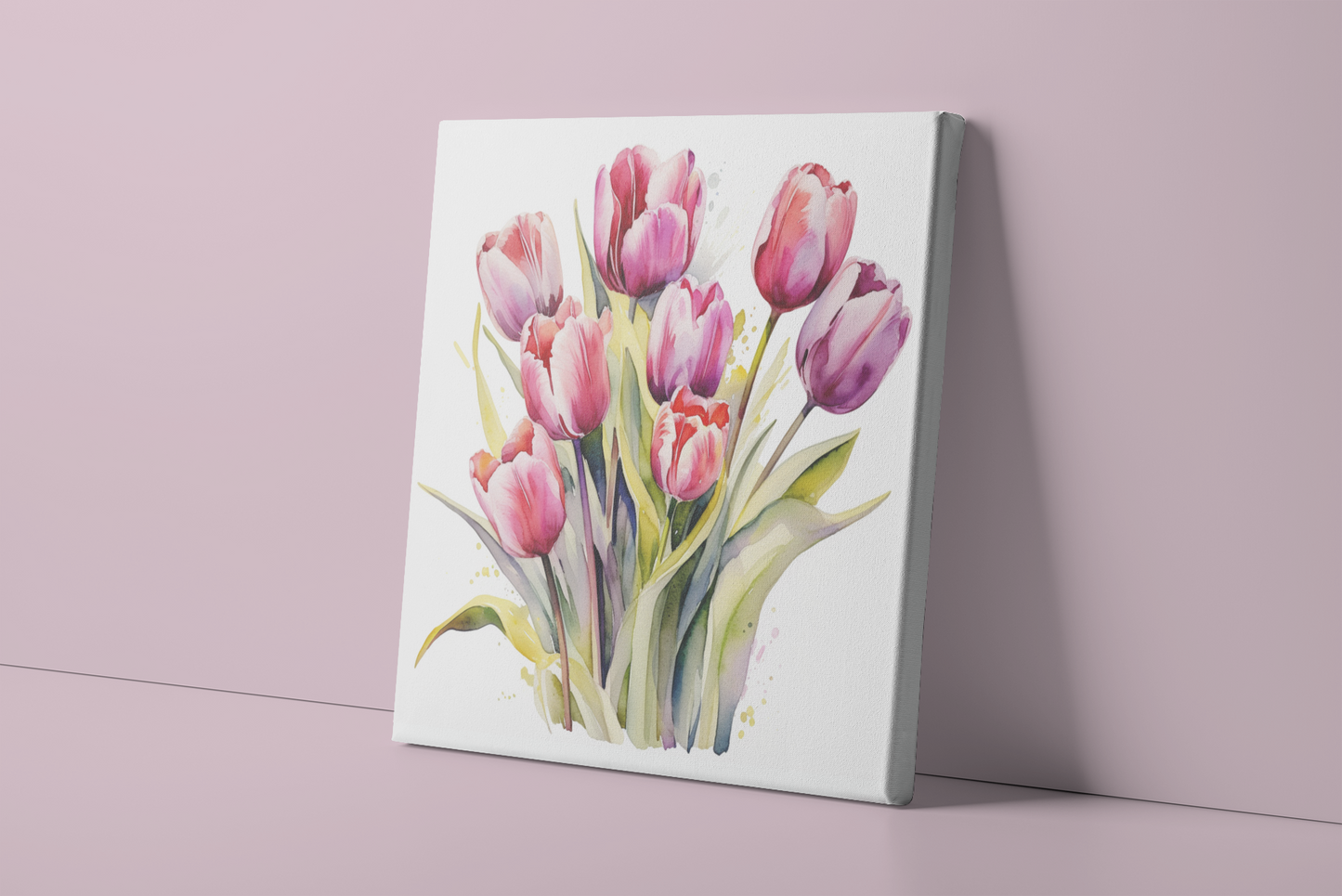Tulips Canvas Wall Art, Watercolor Tulips Painting, Tulips Bouquet Canvas Print, Nature Canvas Art, Flower Canvas Print