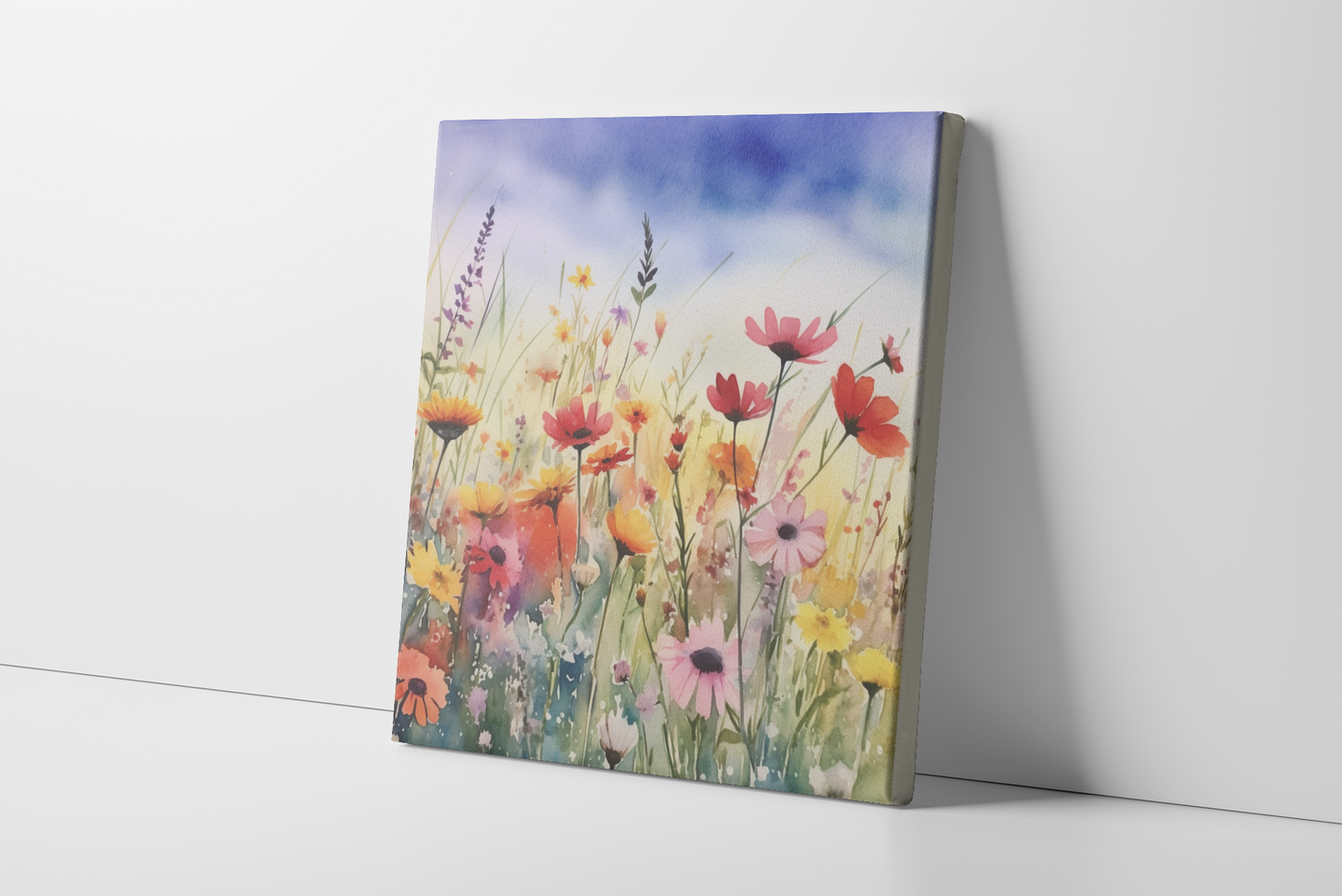 Watercolor Wildflowers Canvas Wall Art, Wild Flower Painting, Beauty of Nature Canvas, Vibrant Field of Flowers Art, Mother's Day Gift