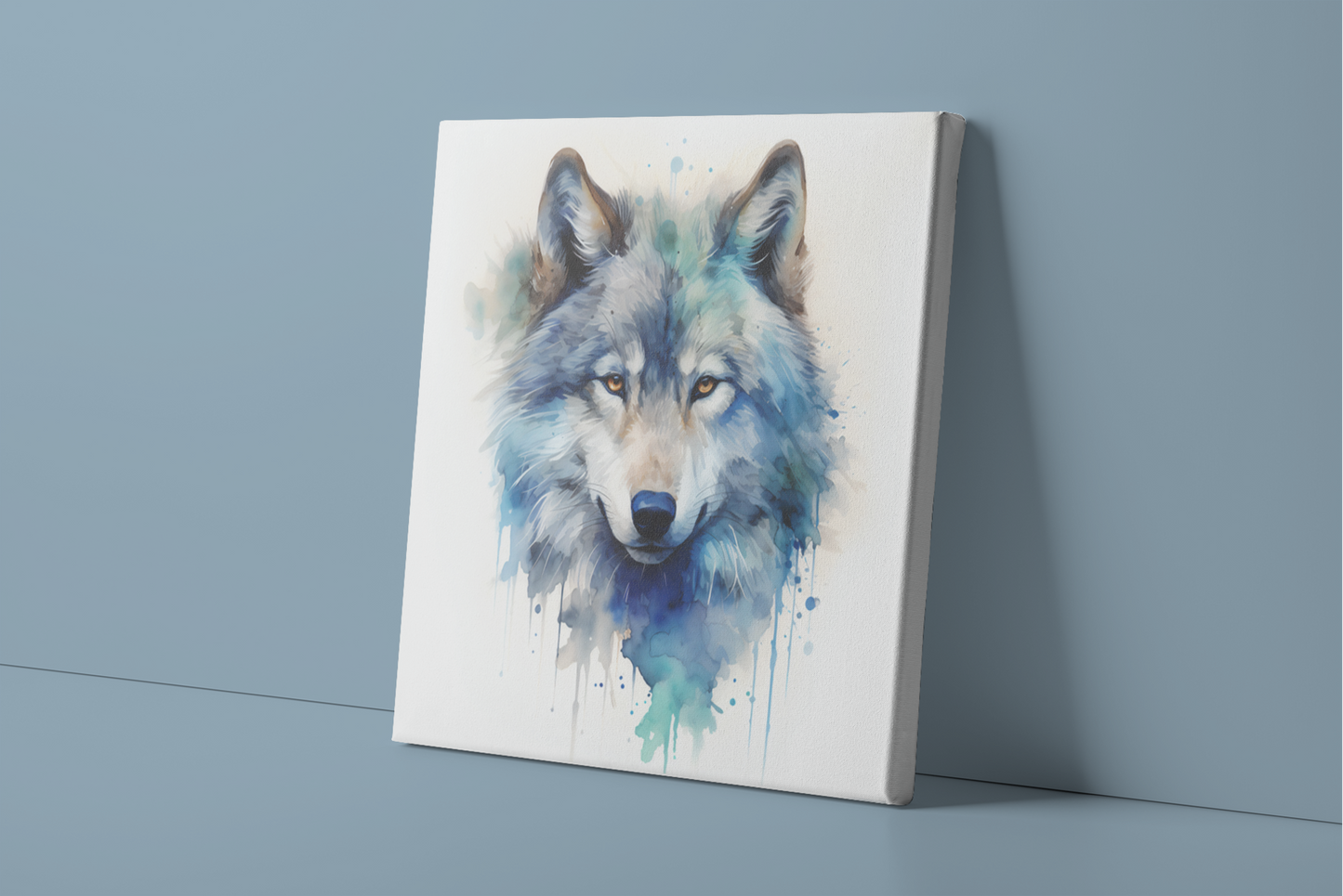Watercolor Wolf Canvas Wall Art, Majestic Wolf Watercolor Painting, Nature Canvas Art, Animal Canvas Print