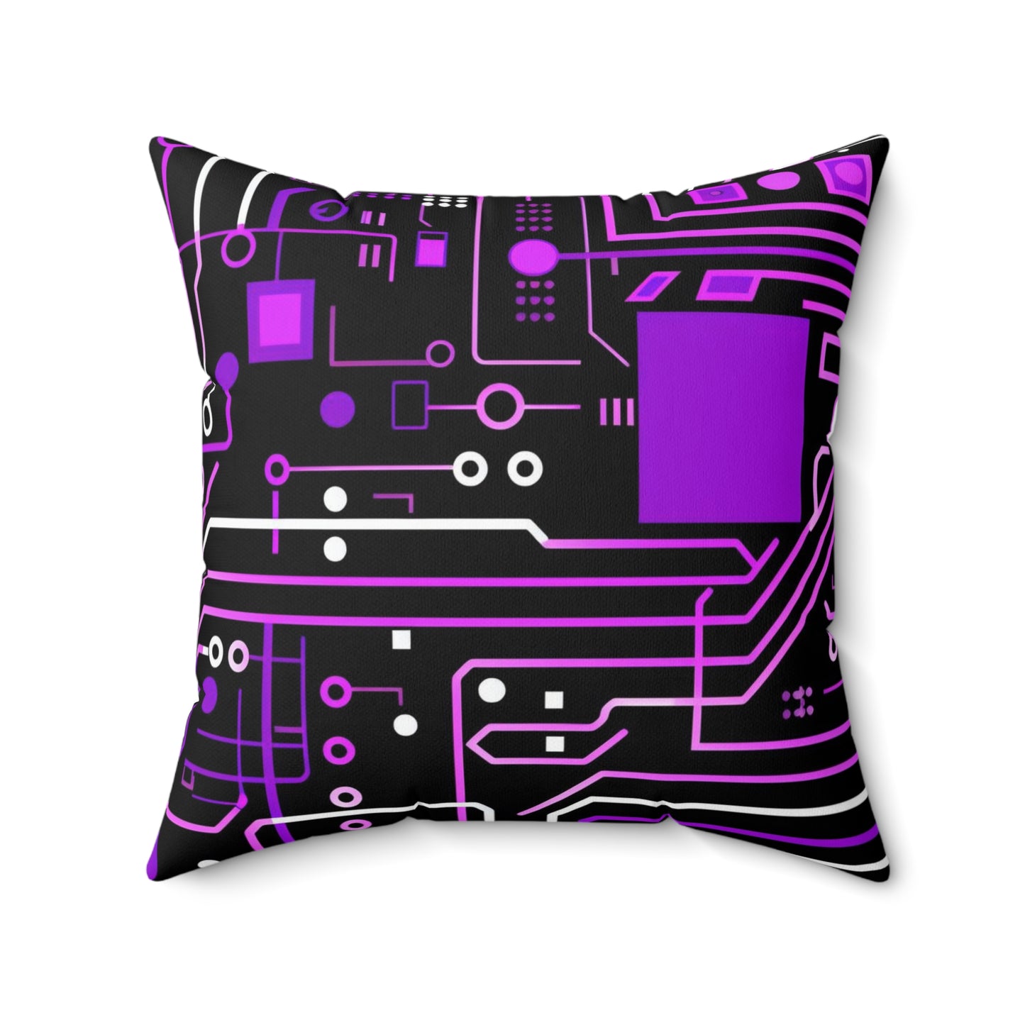 Cyberpunk Pillow, Purple Circuit Board Throw Pillow, Tech Game Room Decor, Unique Square Cushion, Concealed Zipper