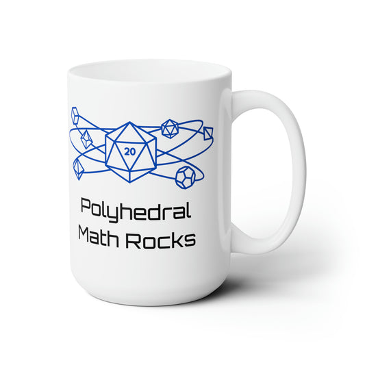 Polyhedral Math Rocks Ceramic Mug 15oz, DnD Mug, D20 D12 D10 D8 D6 D4 Dice Mug, Dungeon Master Gift