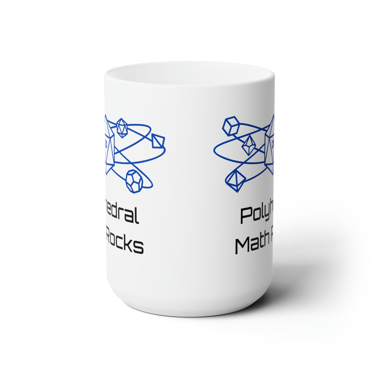 Polyhedral Math Rocks Ceramic Mug 15oz, DnD Mug, D20 D12 D10 D8 D6 D4 Dice Mug, Dungeon Master Gift