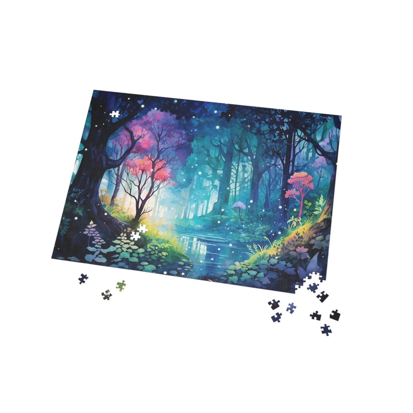 Fantasy Forest 1000 Piece Puzzle, 500 Piece Enchanting Woodland Puzzle, 252 Piece Whimsical Watercolor Forest Jigsaw Puzzle