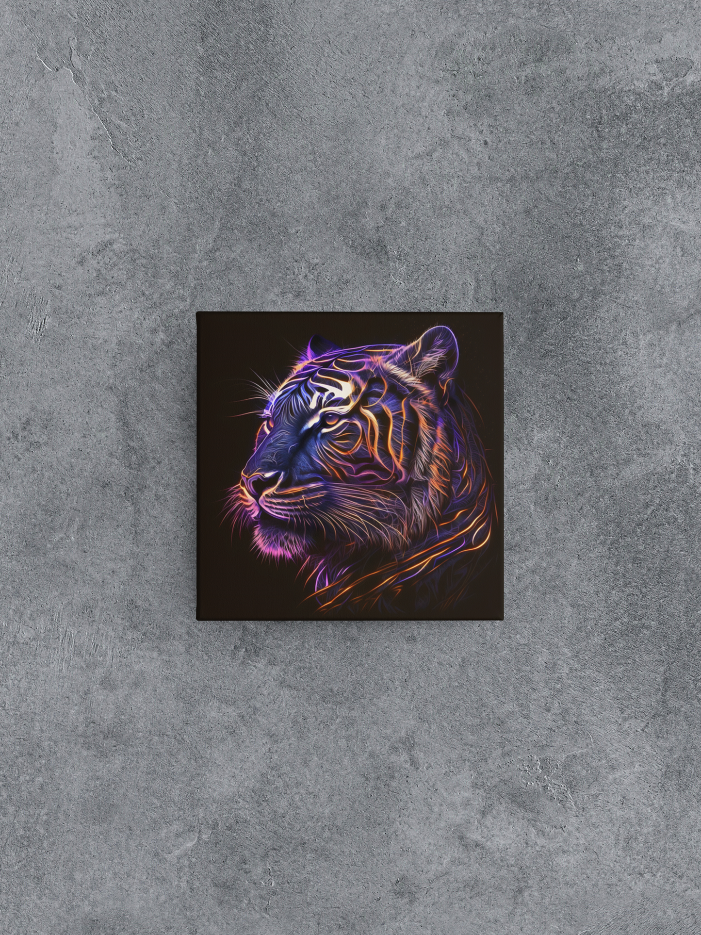 Black Light Tiger Canvas Wall Art, Neon Tiger Canvas Painting, Glowing Tiger Painting on Black Background, Colorful Tiger Canvas