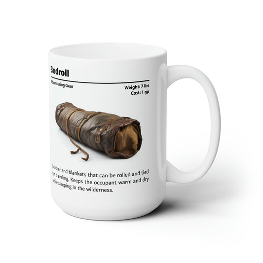 DnD Bedroll Ceramic Mug 15oz, DnD Mug, D&D Adventuring Gear Coffee Mug, Explorer's Pack Equipment Tea Mug, Dungeon Master Gift
