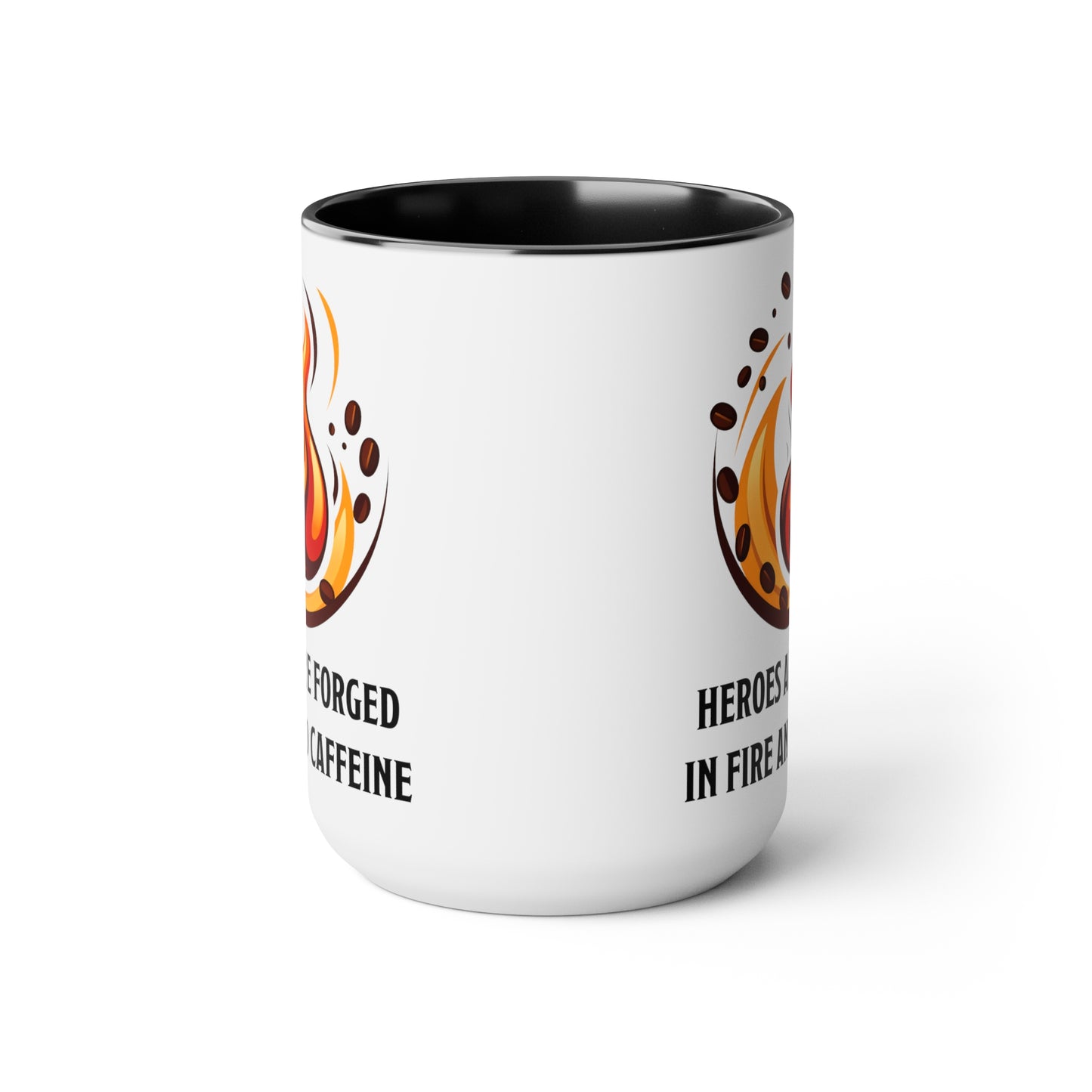 Heroes are Forged in Fire and Caffeine Ceramic Mug 15oz, DnD Mug, Dungeon Master Gift, Two-Tone Coffee Mugs