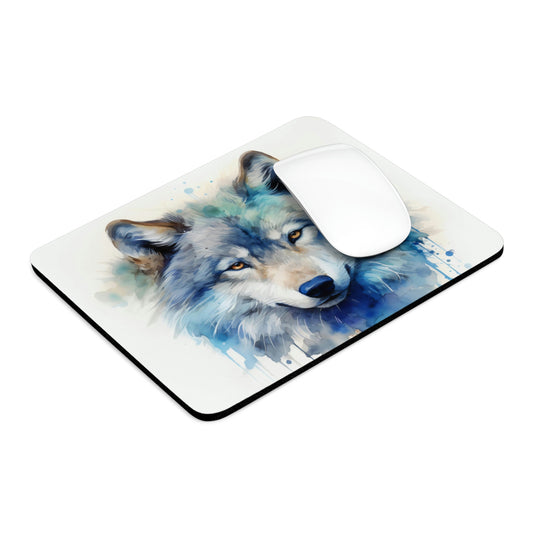 Watercolor Wolf Mouse Pad, Majestic Wolf Watercolor Mousepad, Nature Mouse Pad, Animal Mouse Pad