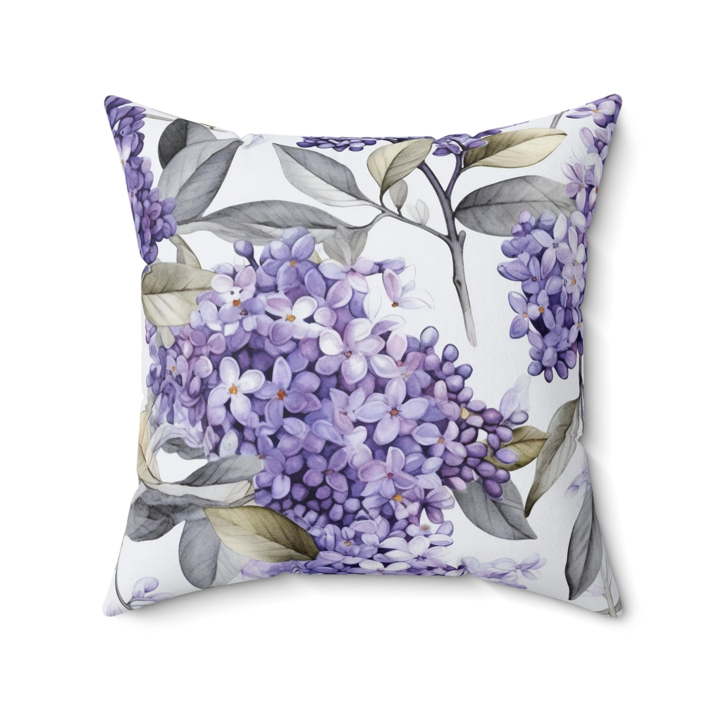 Lilac Bush Throw Pillow, Watercolor Lilac Pillow, Purple Accent Pillow, Unique Square Cushion, Concealed Zipper